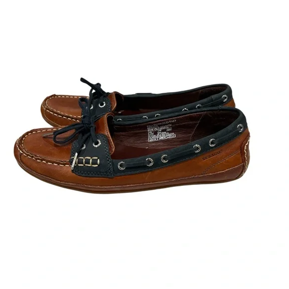 Sebago Bala Brown Leather Oiled Waxed Slip-on Loafers Shoes - Picture 2 of 5